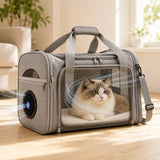 Bolso transportador ventilado para perro y gato | ventilador USB, plegable