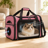 Bolso transportador ventilado para perro y gato | ventilador USB, plegable