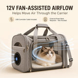 Bolso transportador ventilado para perro y gato | ventilador USB, plegable