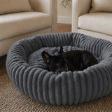 Cama tipo dona para perro | borde alto, base antideslizante