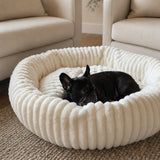 Cama tipo dona para perro | borde alto, base antideslizante