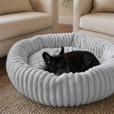 Cama tipo dona para perro | borde alto, base antideslizante