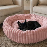 Cama tipo dona para perro | borde alto, base antideslizante