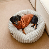 Cama tipo dona para perro | borde alto, base antideslizante