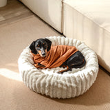 Cama tipo dona para perro | borde alto, base antideslizante