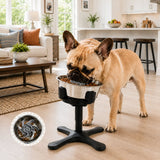 Comedero elevado inclinado para perro | 3 alturas, acero inoxidable