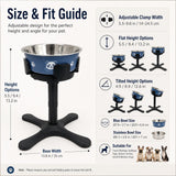 Comedero elevado inclinado para perro | 3 alturas, acero inoxidable