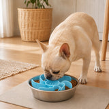 Comedero lento espiral para perro y gato | silicona ajustable, acero inoxidable