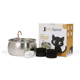 Fuente de agua para gato de acero inoxidable | 4 L, filtro de 3 capas